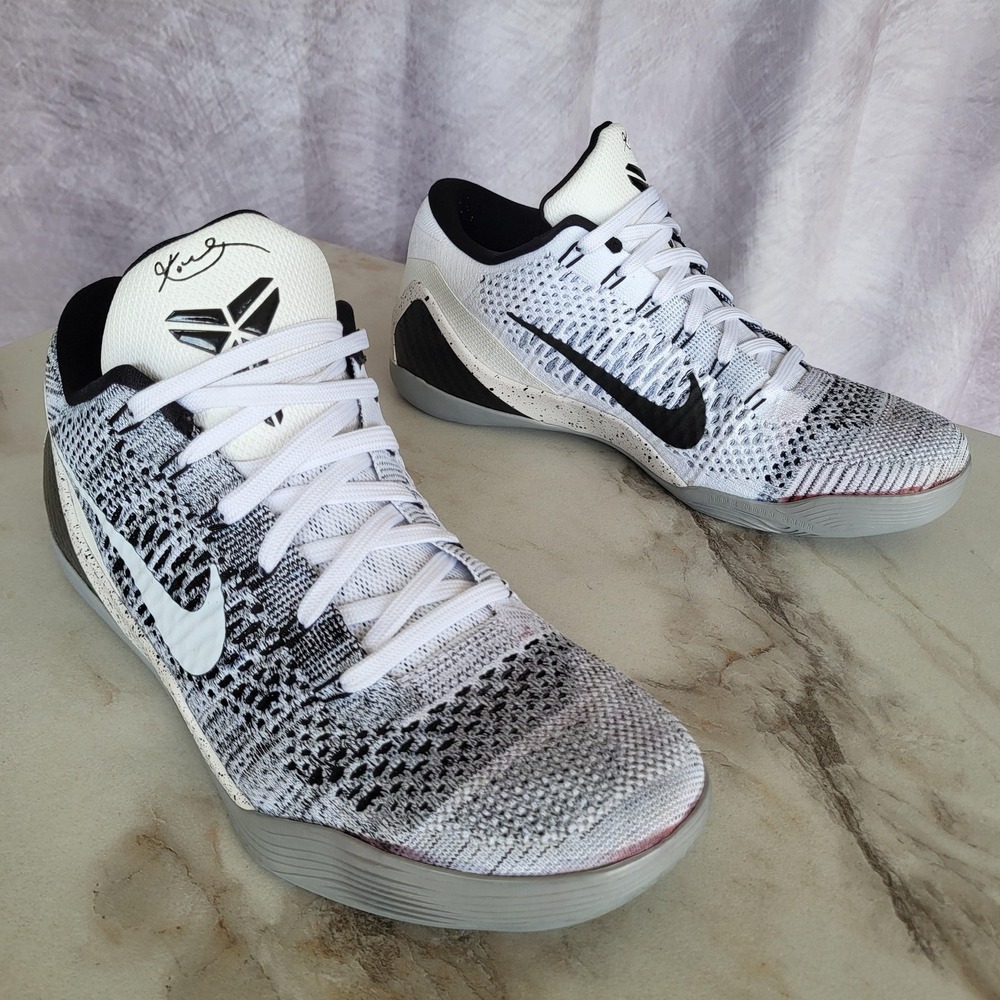Nike Kobe 9 Elite Low Shoes Mens Size 10.5 White Black Basketball 639045-101